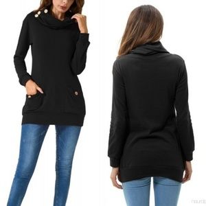 NWT Button cowl neck tunic top
